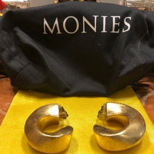 Monies Rebecca Earrings in Acacia and Gold Foil ear clipd